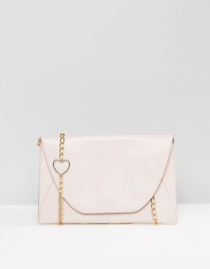 Asos Shoulder Bag With Heart Chain - Pink