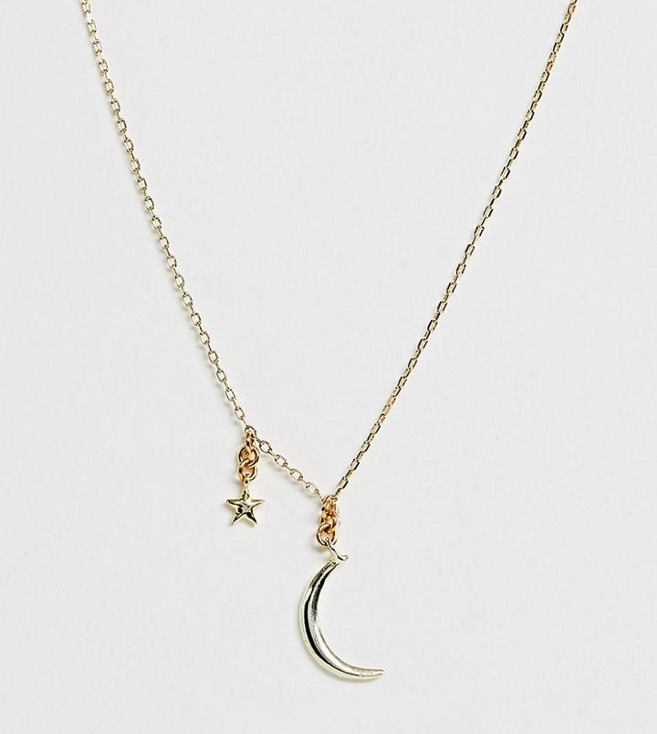 Shashi Sterling Silver 18k Gold Plated Moon & Star Pendant Necklace - Gold