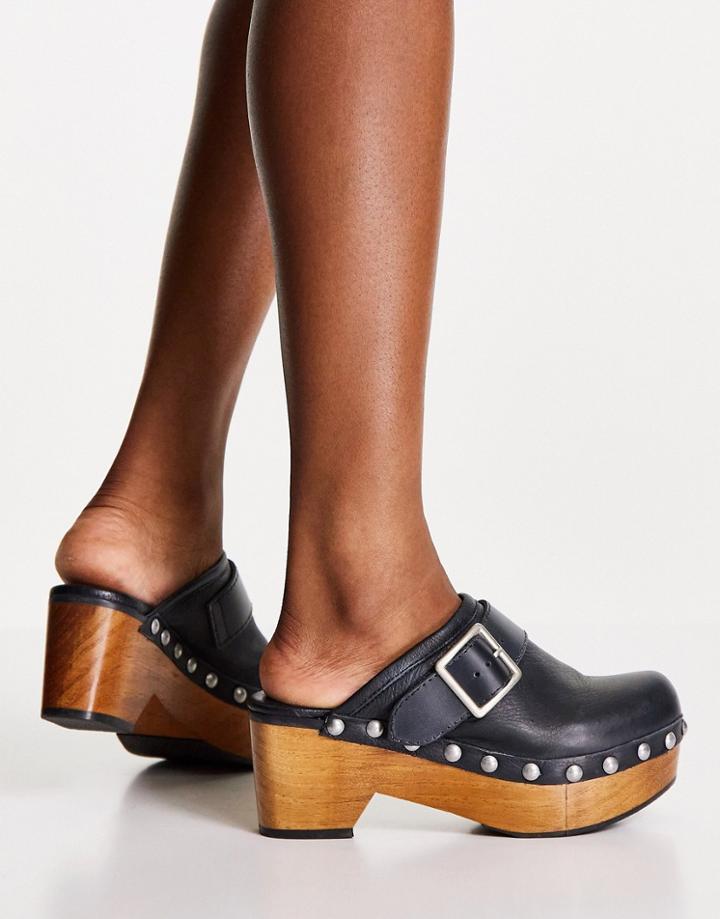 Free People Culver City Clogs With Buckle-black