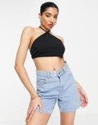 Cotton: On Cut Out Crop Tank In Black