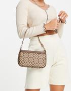 Asos Design 90s Shoulder Bag With Interchangeable Strap In Brown Monogram