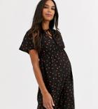 New Look Maternity Tie Neck Dress In Black Pattern