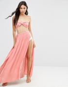Asos Beach Maxi Skirt With Splices Co-ord - Pink