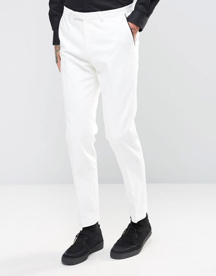 Noose & Monkey Super Skinny Tuxedo Pants - White