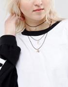 Asos Pack Of 3 Mystical Moon Choker Necklace - Gold