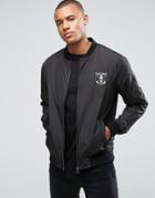 Only & Sons Bomber Jacket With Badges - Black