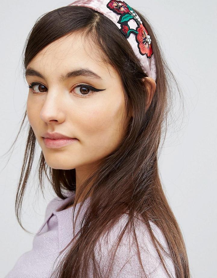 Limited Edition Embroidered Velvet Headband - Multi