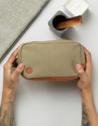 Mi-pac Canvas Toiletry Bag In Khaki - Green