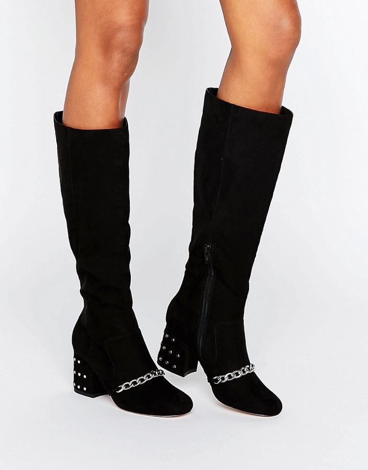 Asos Chiron Loafer Knee High Boots - Black