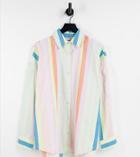 Reclaimed Vintage Inspired Oversized Relaxed Shirt In Rainbow Stripe-multi
