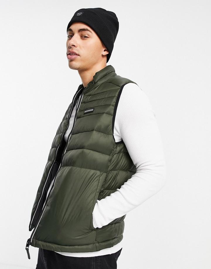 Jack & Jones Essentials Padded Vest In Khaki-green