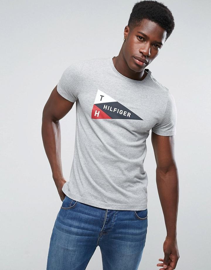 Tommy Hilfiger Mick Logo T-shirt In Gray - Gray