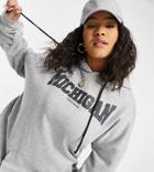 Public Desire Curve Oversized Hoodie With Michigan Slogan In Heather Gray-grey