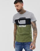 G-star Graphic Color Block T-shirt In Green - Green