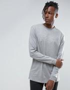 Asos Longline Long T-shirt With Typo Chest Print - Gray