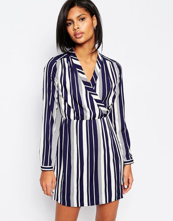 Vero Moda Stripe Wrap Front Dress - Stripe