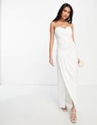 Tfnc Bridal Bandeau Wrap Maxi Dress In Ivory-white