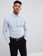Asos Smart Stretch Slim Poplin Stripe Shirt In Blue - White
