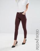 Asos Petite Lisbon Mid Rise Jeans In Blackened Oxblood - Black