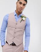 Asos Design Wedding Skinny Suit Vest In Mink