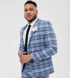 Twisted Tailor Super Skinny Suit Jacket In Light Blue Check - Blue