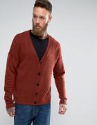 Asos Cardigan In Relaxed Fit With Burst Seams - Brown