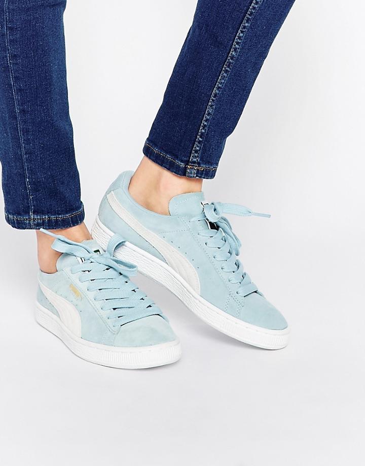 Puma Pale Blue Suede Basket Sneakers - Pale Blue