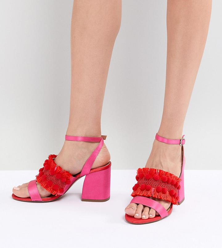 Asos Design Hot Cake Embroidered Block Heeled Sandals - Multi