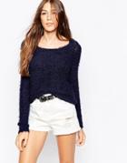 Only Light Knit Long Sleeve Sweater - Navy