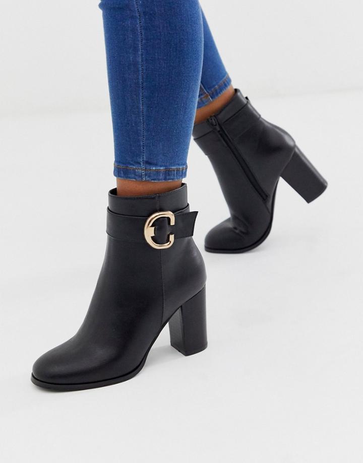 Asos Design Relay Heeled Ankle Boots In Black - Black