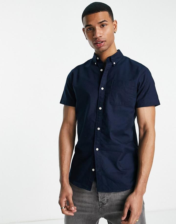 Jack & Jones Originals Button Down Oxford Shirt In Navy