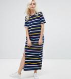 Asos Petite Maxi Dress With Side Split In Stripe - Multi