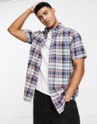 Gant Madras Check Regular Fit Short Sleeve Shirt In Blue
