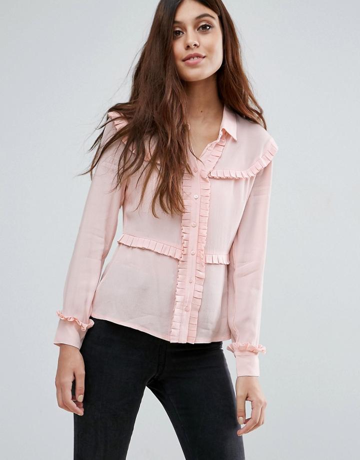 Little White Lies Marthe Frill Detail Shirt - Pink