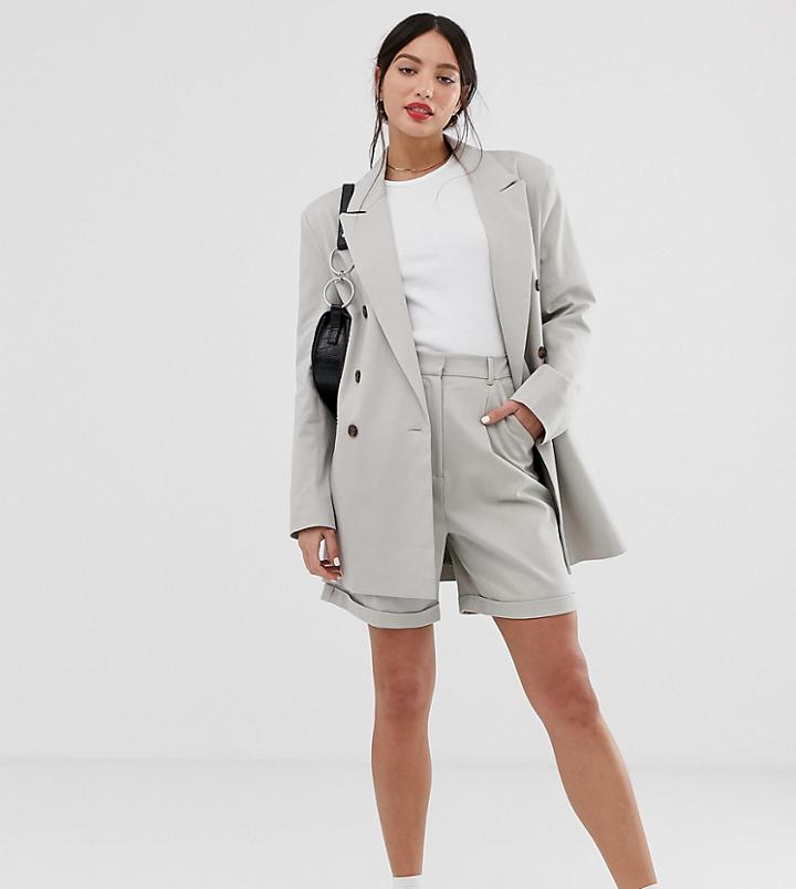 Asos Design Tall Mom Suit Shorts-cream
