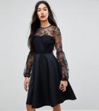 Y.a.s Tall Lace Top Balloon Sleeve Dress - Black