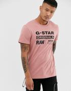 G-star Originals Organic Cotton Logo T-shirt In Pink - Pink