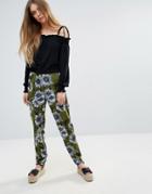 First & I Printed Relaxed Pant - Green