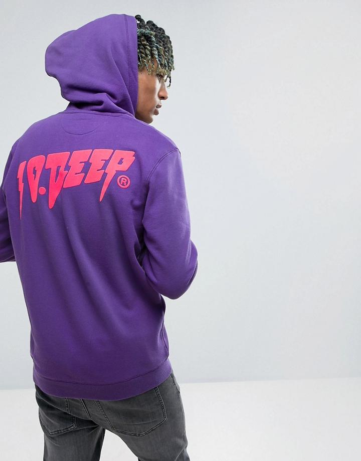10.deep Hoodie With Back Logo - Purple