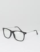 7x Square Clear Lens Glasses - Black