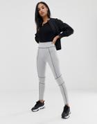 Asos Design Legging With Contrast Panels And Deep Waistband-gray
