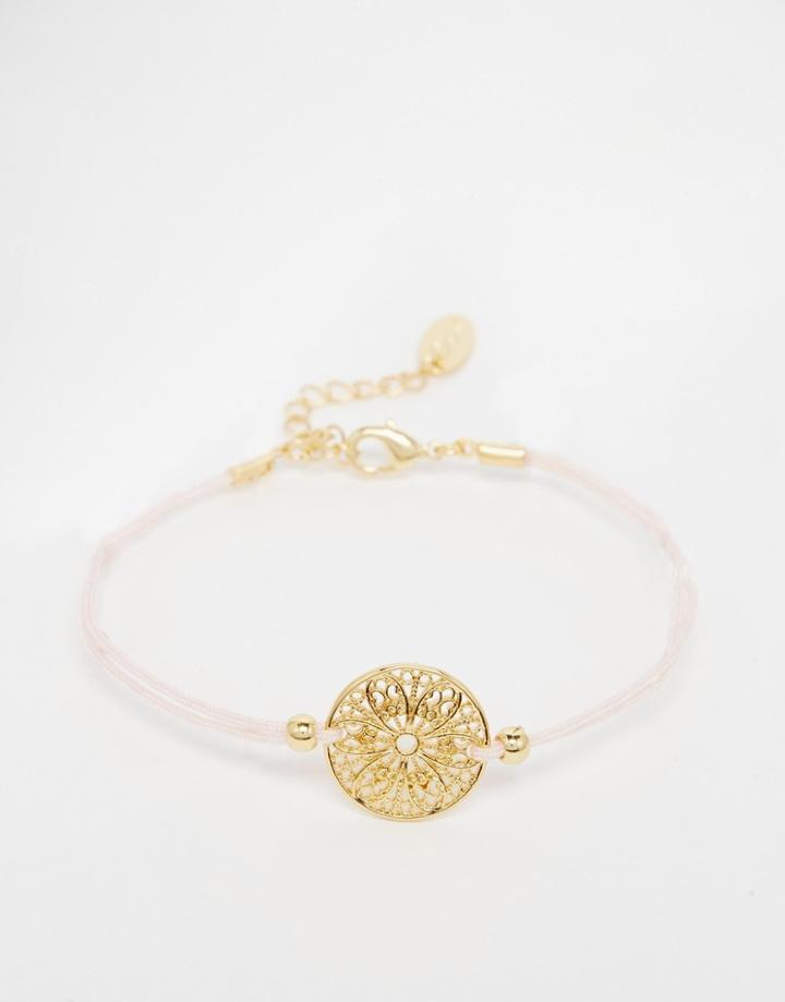 Orelia Filigree & Disc Cord Friendship Bracelet - Gold