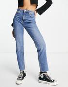 Topshop Straight Jean In Mid Blue