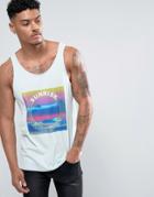 Asos Extreme Racer Back Tank With Sunrise Print And Raw Edge - Blue
