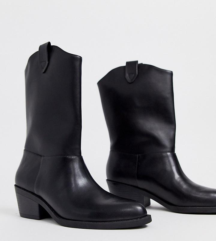 Monki Western Style Ankle Boots In Black