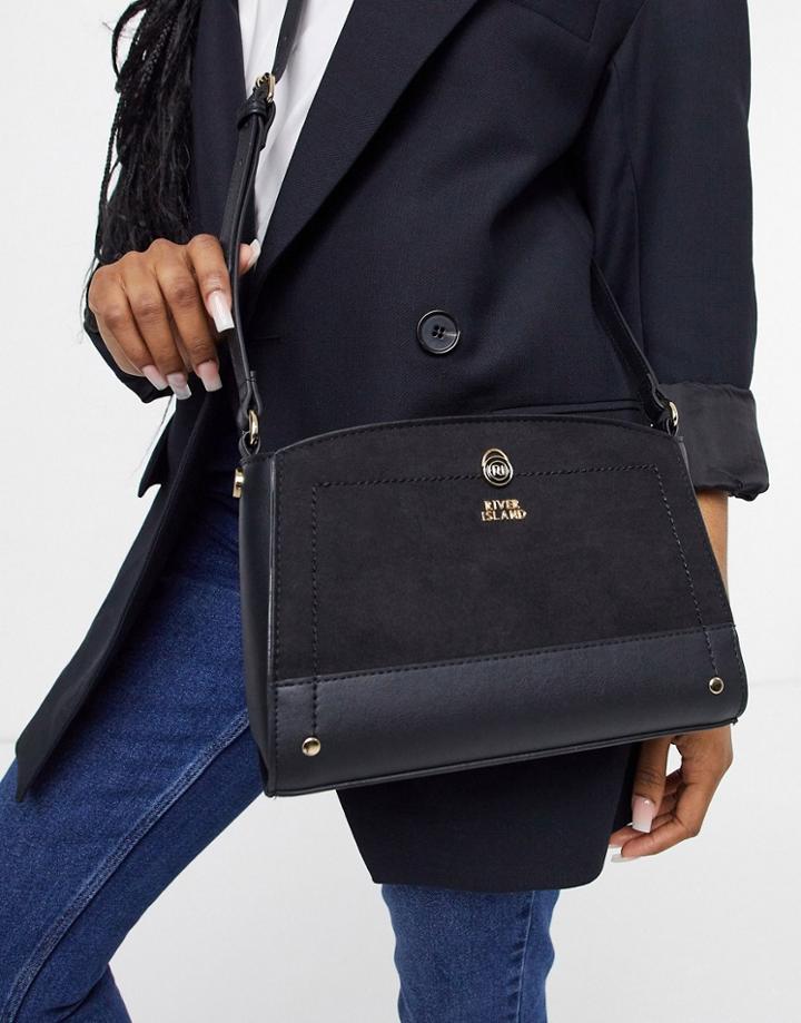 River Island Curved Top Crossbody Bag In Black