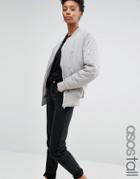 Asos Tall Luxe Padded Bomber Jacket - Gray