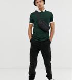 Asos Design Tall Organic Polo Shirt With Contrast Shoulder Panel In Green - Green