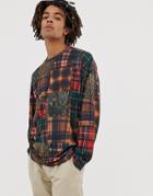 Asos Design Oversized Long Sleeve T-shirt With All Over Patchwork Check Print - Multi