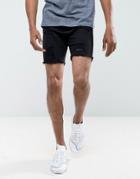 Rose London Super Skinny Denim Shorts In Black With Distressing - Black